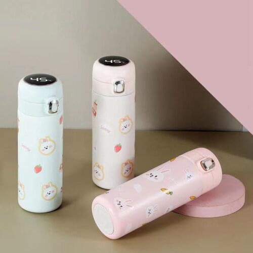 Temperature display Cartoon Portable Thermos 304 Stainless Steel Inner Thermos Cup Anime Cartoon Childrens Warm Water Cup 1pc