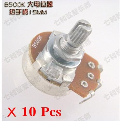10 pcs Full Size ELectric Bass Guitar Volume Tone Potentiometer B500K Short Split shaft 15mm Guitar Pots (SDLSO7921)