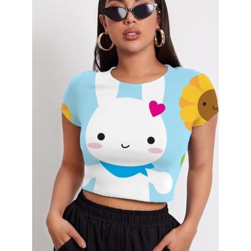 3d Tshirt Animal T-shirt Women Rabbit Shirt Print Flower Tshirt Printed Lovely Tshirts Casual Womens Clothing Hip Hop Printed