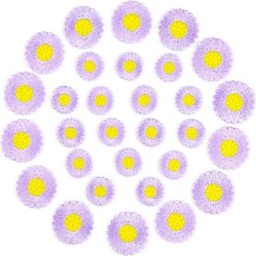 5PCS Purple Flower Patches High Quality Embroidery Applique Iron on Badges Patches DIY Jeans Shirt Clothes Stickers Wholesale