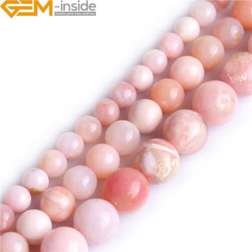6-10mm Natural Round Pink Opal Stone Beads For Jewelry Making 15inches Loose DIY Gift Necklace Bracelet