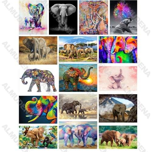 Diy Diamond Painting Animal Elephant Nordic Style Full Diamond Handmade Dot Inlaid Diamond Bedroom Living Room Sticker Wall