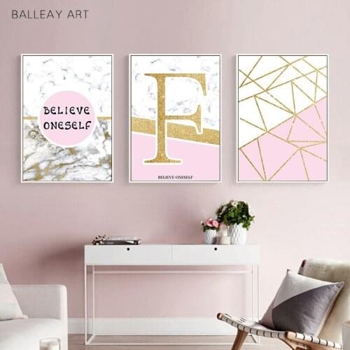 BALLEAY ART Art Poster Nodic Believe Oneself Canvas Painting For Living Room Wall Art Paintings Letter Home Decorative Pictures