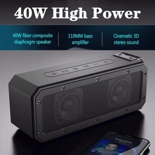 40W Bluetooth speaker IP7X grade waterproof portable sound column wireless subwoofer sound bar supports FM radio USB TF boom box