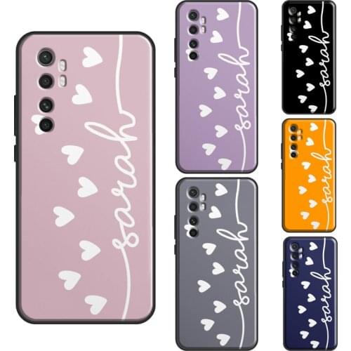 Hearts Name Pink Customized Case For POCO X3 Pro F1 F2 M3 Pro F3 Cover For Xiaomi Mi 11 Ultra Note 10 Lite Mi 10T Pro