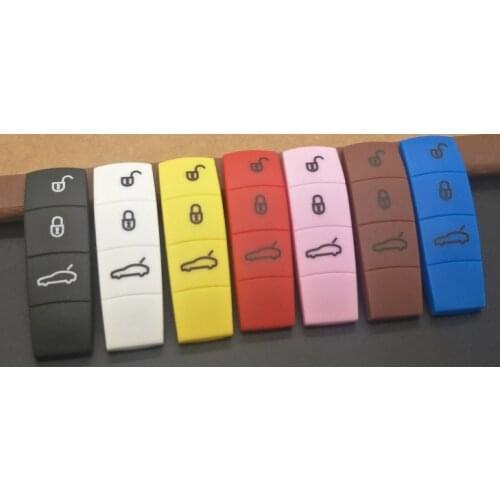 Key Color Center Middle Trim Shell Cover Decal + Rubber Button Pad for Porsche 911 918 Panamera Macan Cayenne Cayman Boxster