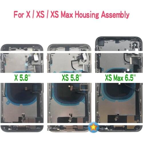 5-10Pcs For iphone 8 Plus 8G X XR XS MAX Battery Back Cover Middle Chassis Frame Full Housing Assembly Door Rear with Flex Cable