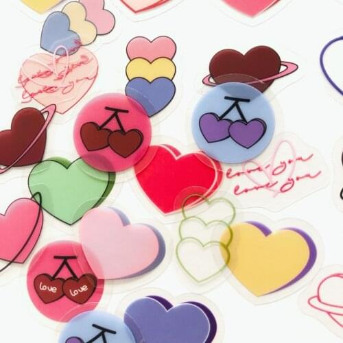 1 Pack ( 40 pieces ) Double Layer Hearts Decorative Stickers Hand Account Cups Notebooks Album Decoration