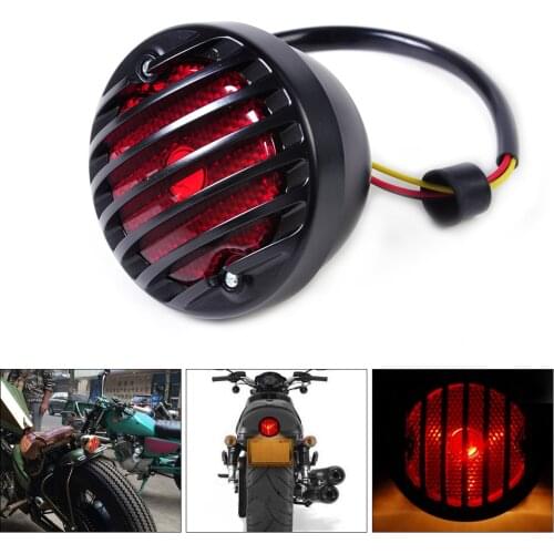 DWCX Motorcycle Ribbed Round Tail Brake Light Lamp for Harley BMW Honda Suzuki Yamaha Kawasaki Custom Bobber Chopper Scooters