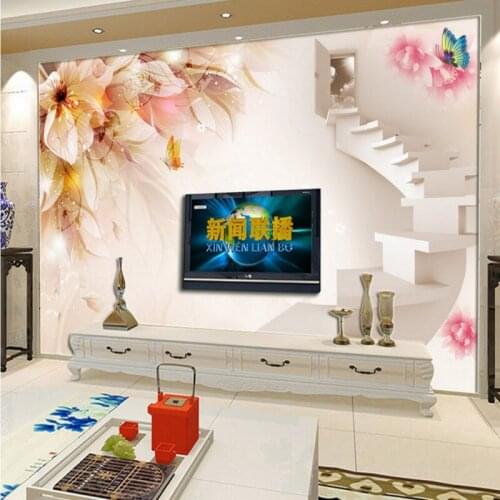 Custom mural 3D lily pattern stereo TV backdrop picture wallpaper lobby restaurant custom living room mural