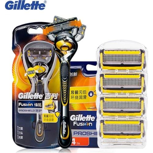 Gillette Fusion Proshield Shaving Razor Blades For Men Beard Removal Brands Safety Razors Shaver Blade 1 Handle + 5 Blades