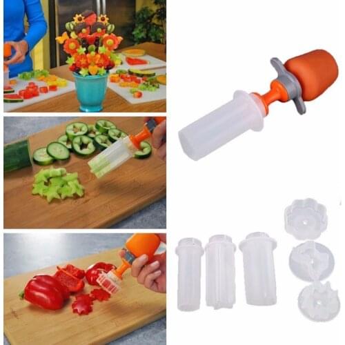 Creative Kitchen Pop Tools Plastic Vegetable Fruit Shape Cutter Slicer Veggie Food Chef Snack Maker Cake Decorator Festival Game