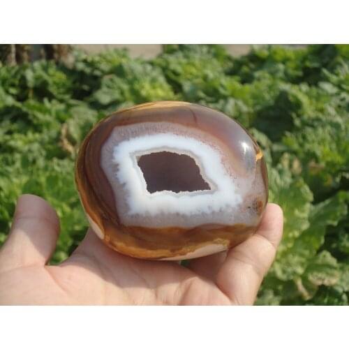 BEST! 400g Natural agate hole "pyramid" cluster "cornucopia" from Madagascar A1006