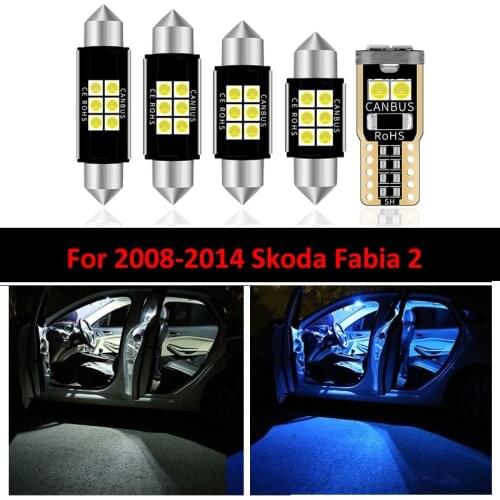 Best Selling 16 PCs Car LED Interior Light Kit Reading Bulbs Fit For 2008-2014 Skoda Fabia 2 MK2 MK II Map Dome Cargo Door Lamp