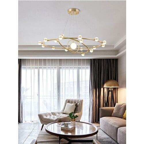 Chandelier Nordic Net Red Living Room Simple Modern Personality Atmosphere Creative Dining Bedroom Home Round Iron Lamps