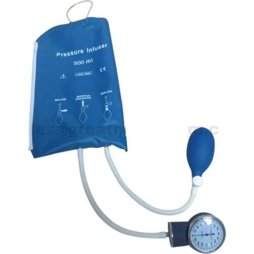 Blood transfusion and infusion pressure bag 500ml reusable infusion pressure bag with pressure gauge (blue) mesh surface
