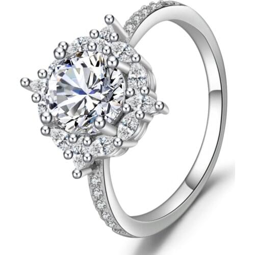 Fashionable Round Crystal Ring Classic Temperament Female Jewelry For Girlfriend Exquisite Birthday Gift