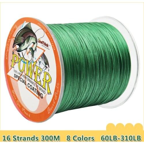 Power 16 Strands 300M Braided Wire PE Fishing Line 8 Colors Super Strong Japan Multifilament PE Braid Line 60LB-310LB