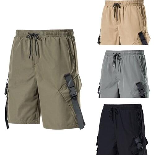 Male shorts Fashion Summer Drawstring Pocket Shorts Overalls Shorts 2021 Beach Clothing Basketball bermuda masculina