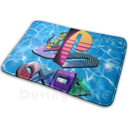 E For Irrelevant Carpet Mat Rug Cushion Soft Non - Slip Playstation Ps1 Ps2 Ps3 Video Games Gex Vaporwave Synthwave