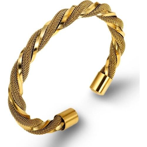 2021 New Fashion Stainless Steel Cable Twist Bracelet Three Colors For Women And Men Vintage Charm Bracelet Wholesale Jewelry