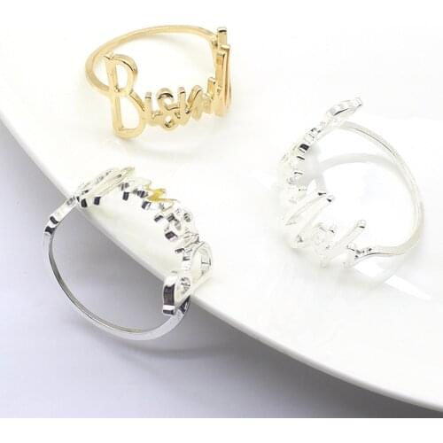 New product English alphabet metal napkin ring Restaurant Hotel model room napkin ring jewelry factory direct sales spot free sh
