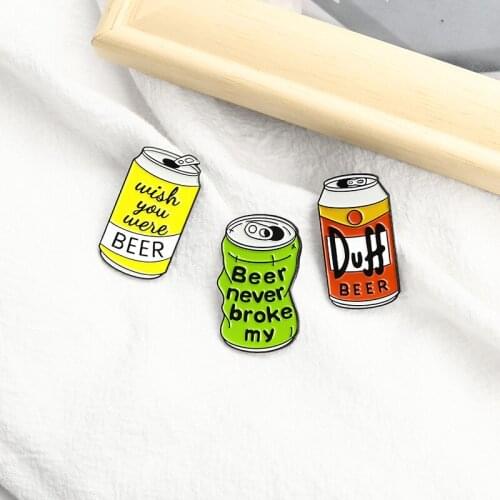 New Arrival Beer Can Shape Brooch Trendy Enamel Jewelry With Letter Wish You Were BEER Badge Design Lapel Pins Party Accessory