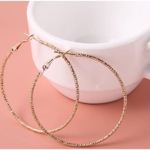 New Fashion Personality Golden Big Circle Hoop Earrings for Women Party Jewelry