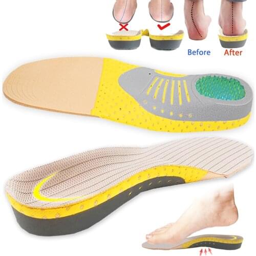 PVC Orthopedic Insoles for feet Sports Cushion Shock Absorption Arch Support Running man Womens Shoe insole for Feet Care