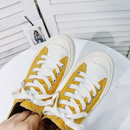 Canvas Shoes Fashion Sport Sneakers Color Casual Flats White Shoes Korean Style 2020 Summer New Lace-Up