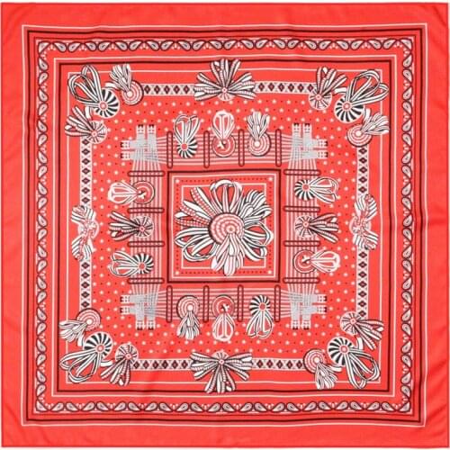 90cm Belt bow printing Brand Design Scarf Women Bandana Handmade Curled Twill Silk Square Hijab Scarf Foulard Head Scarves