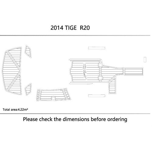 2014 TIGE R20 cockpit Swimming platform Non-slip mat 1/4" 6mm EVA Faux teak