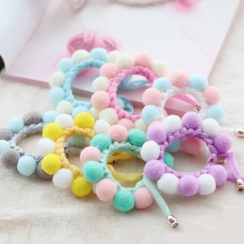 Plush Ball Dog Collar Cat Necklace Sweet Pet Scarf Cute Kitty Accessories Pink Puppy Neck Strap with Pearl Yorkie Chihuahua Pug