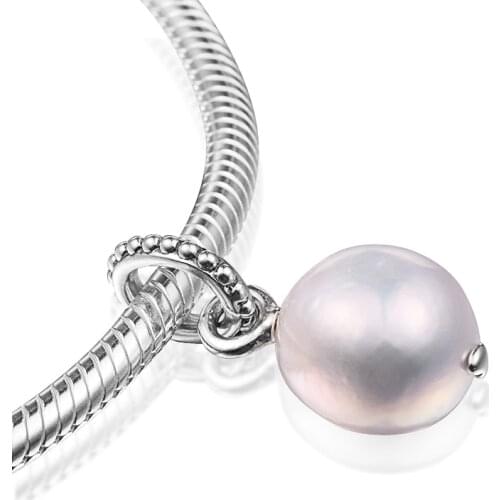 Fits for Pandora Charms Bracelets Freshwater Cultured Baroque Pearl Pendant 100% 925 Sterling Silver Jewelry Free Shipping