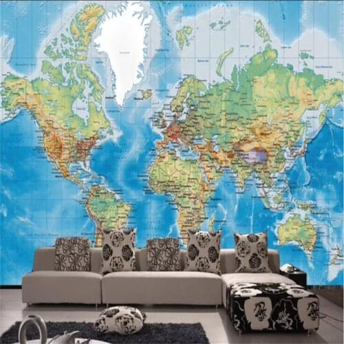 Custom HD Satellite Shooting 3D Photo Wallpapers World Map Mural Wallpapers for Living Room Bedroom Study Wall Papers Home Decor