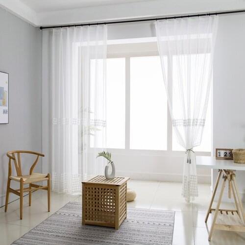 Simple Modern White Embroidered Tulle Curtain For Living Room Bird Pattern Translucent Balcony Window Treatment Drapes zh223D