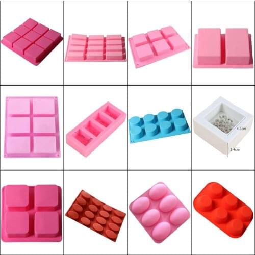 9 Cavity Silicone Mold for Making Soaps 3D Plain Soap Mold Rectangle DIY Handmade Soap Form Tray Mould