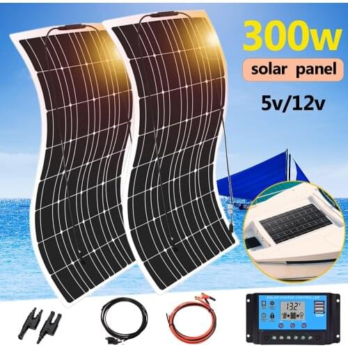 Solar panel 12v 300w flexible photovoltaic system kit solar cell battery charger for car RV boat home camping 1000w waterproof