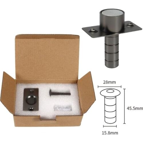 Ultra Thin Invisible Stainless Steel Black Door Stop Magnetic Floor Mount Hidden Automatic Suction Door Stopper Holder Catch Doo