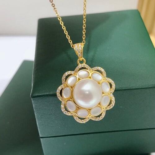 Fine Jewelry 9-10mm 925 Sterling Silver Natural Fresh Water White Pearl Pendant Necklaces for Women FIne Pearls Pendants