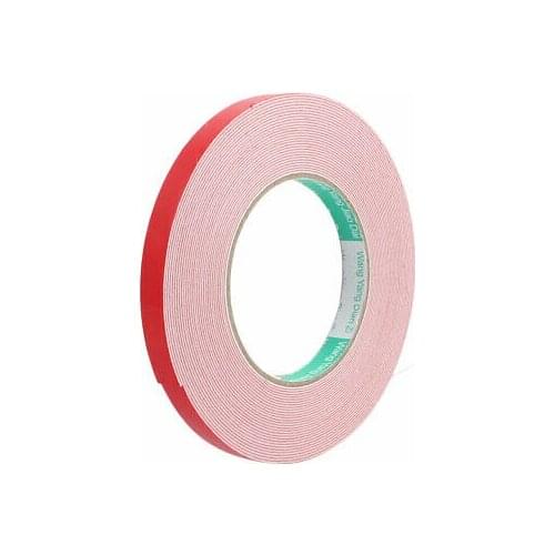 10M 12mm x 1mm Double-side Adhesive Shockproof Sponge Foam Tape Red White 5pcs