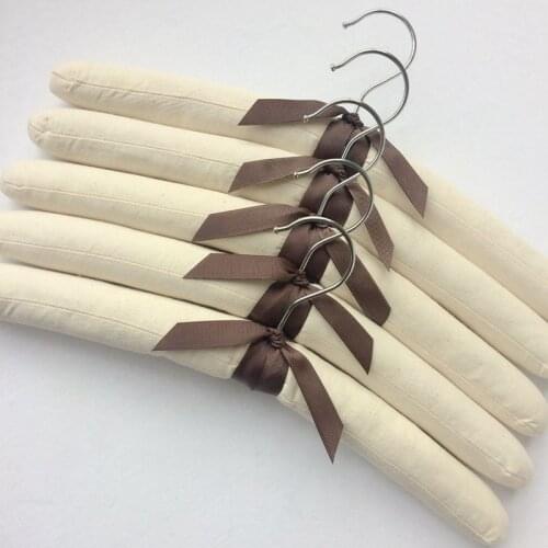 10pcs Nordic Style Canvas Padded Hanger Anti Slip Clothes Hanger Hanging Wedding Dress Bridal Gown Sponge Hangers 38cm
