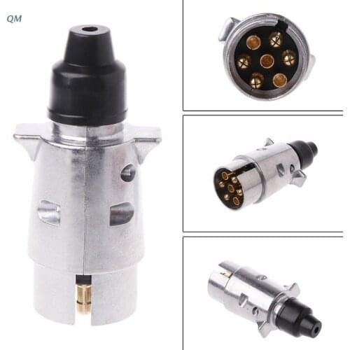 13MF Durable 7 Pin Aluminium Alloy Plug Trailer Towing Electrics 12V Connector EU Plug
