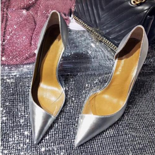 2019 Brand Sexy Ladies Thin Heels Pumps Pointy Toe Stiletto Transparent Side space Women High Heels Wedding OL shoes 12CM tyh