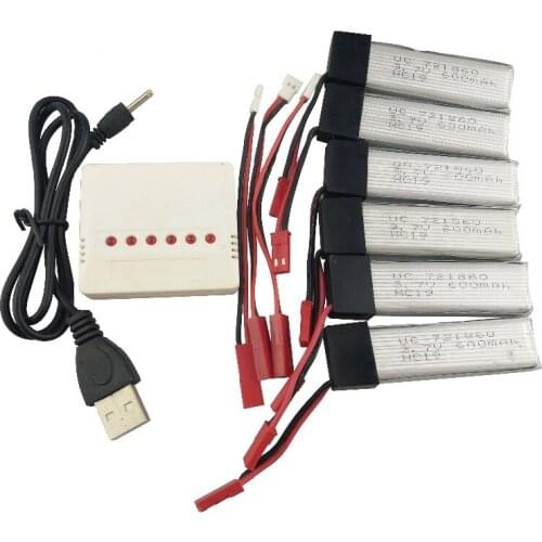 6Pcs 3.7V 600mah 6 in 1 Battery Charger for UDI U815A U817A U818A WLtoys V929 V939 V949 V959 V969 V979 V989 V999 V222 Syma S032G