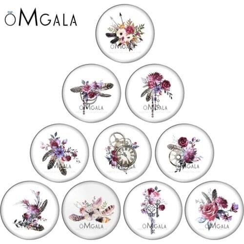 Watercolor Art Paintings Boho Rose Flowers 10mm/12mm/16mm/18mm/25mm Round Photo Glass Cabochon Demo Flat Back Making Findings