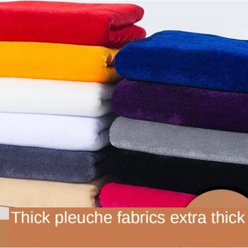 Velvet thickened fabric stall table cloth pure black curtain pleuche brocade dress Solid color white red pink blue by the meter