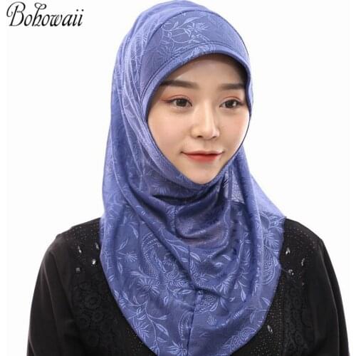BOHOWAII Summer Cool Muslim Women Khimar Hijab Bonnet Fashion Malaysia Head Scarf Headwraps 110X110cm Prayer Tulband