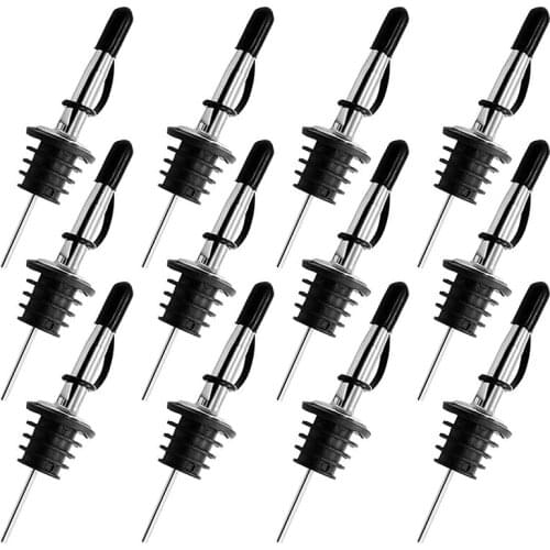 Stainless Steel Liquor Bottle Pourers with Siamese Rubber Dust Caps,Pour Spouts for Liquor Bottles