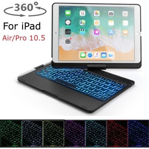 360 Rotation for iPad Air 10.5 2019 Pro 10.5 2017 Case with Keyboard Backlit Wireless Bluetooth for iPad Air 10.5 Keyboard Cover